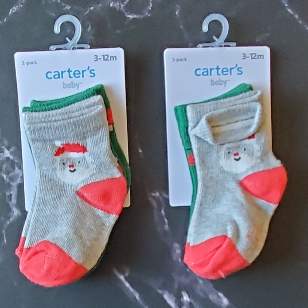 Baby Christmas Socks by Carter's  3-12 months  2 Sets of Socks (2 per pack)